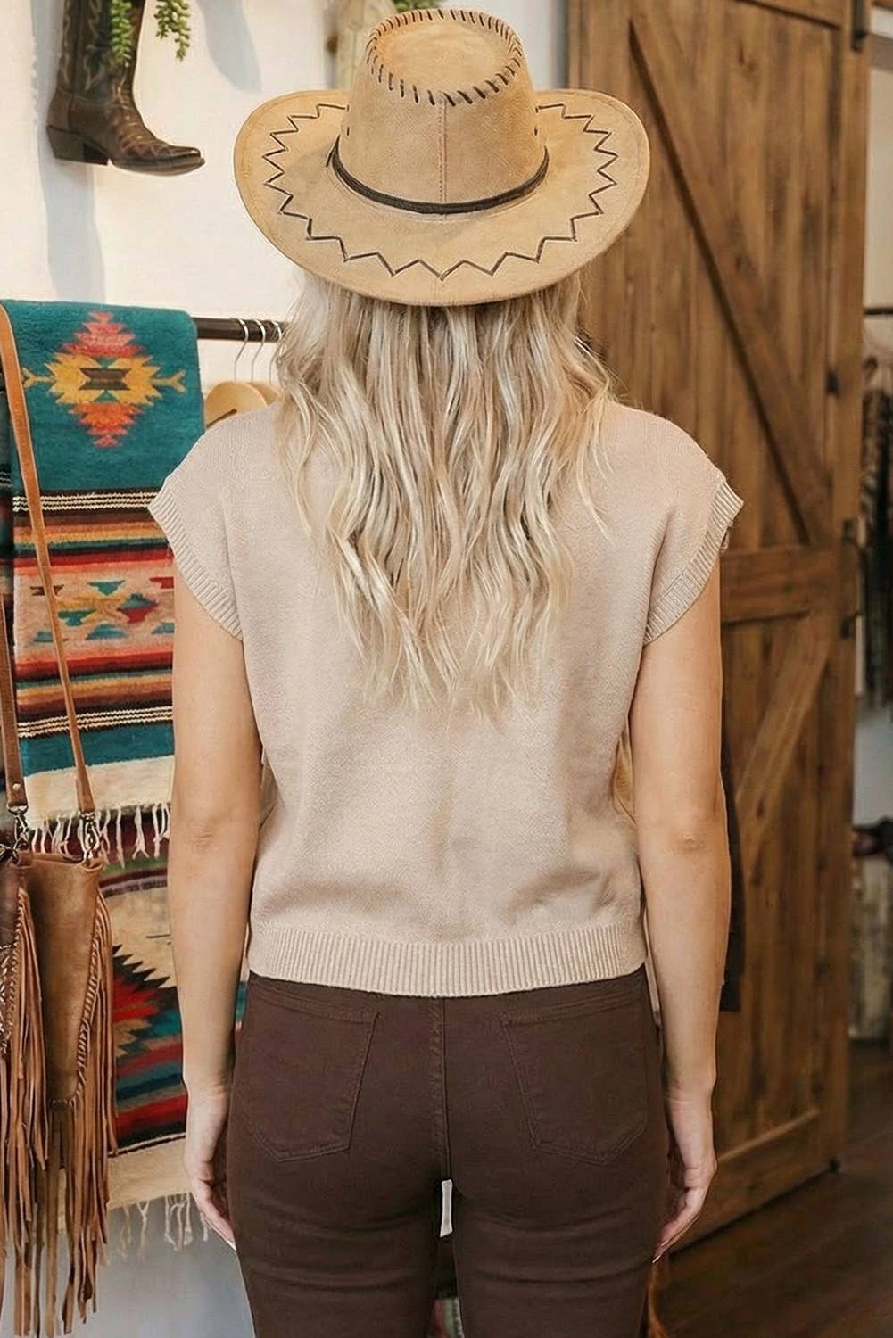 Spring Western Mock Neck Short Sleeve Knit Sweater *S-4X