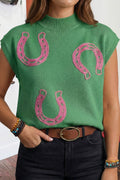 Spring Western Mock Neck Short Sleeve Knit Sweater *S-4X