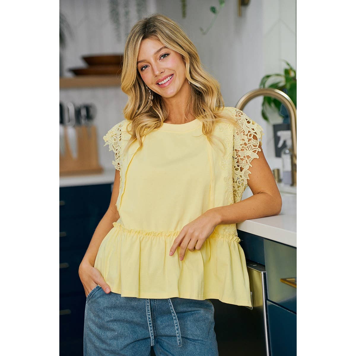Ruffle Blouse With Lace Details