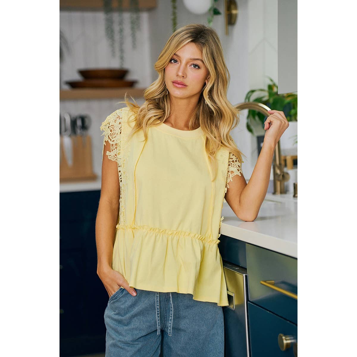 Ruffle Blouse With Lace Details