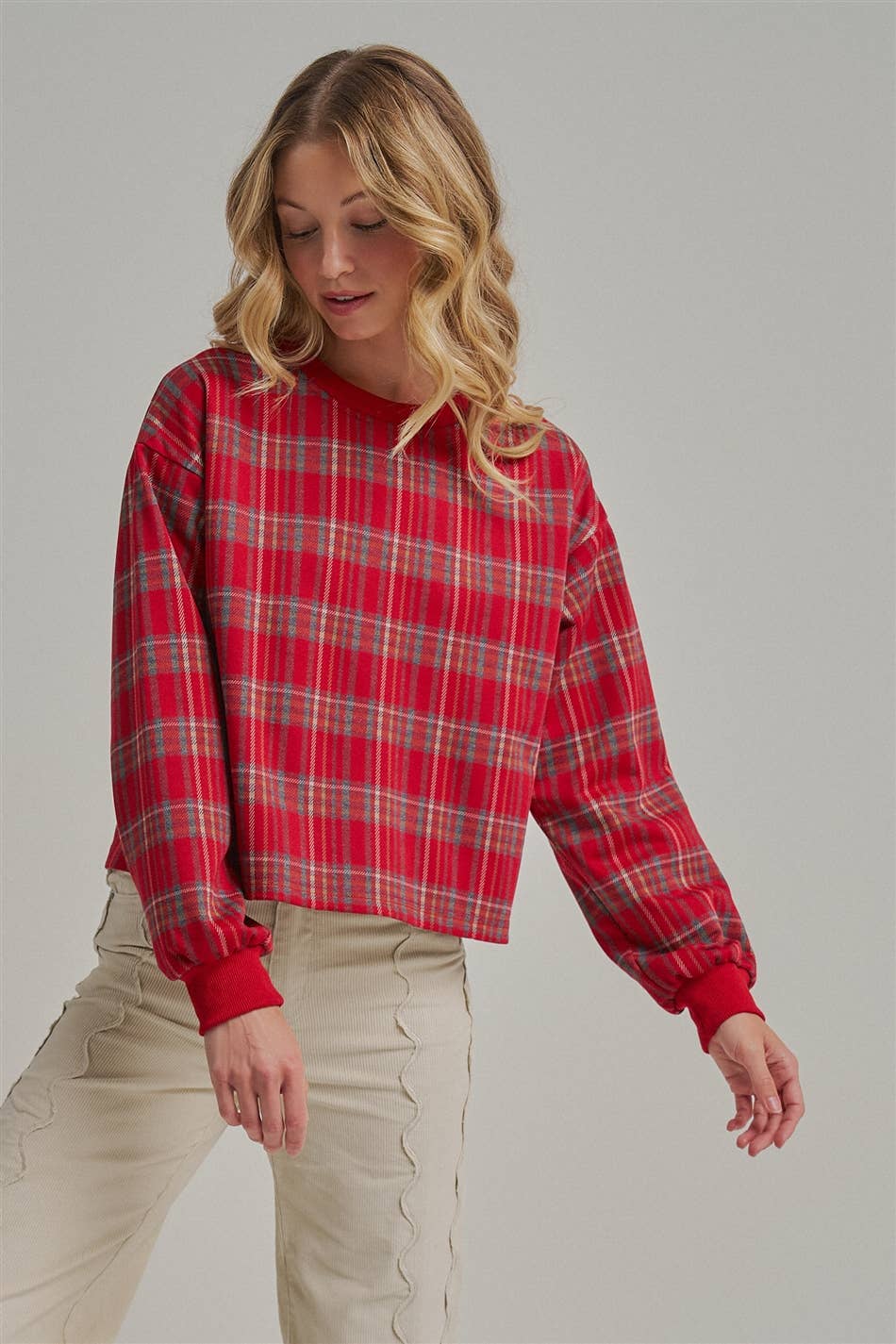 HOLIDAY PLAID TOP WITH OPENBACK WITH SATINRIBBON_JLT00383-01