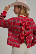 HOLIDAY PLAID TOP WITH OPENBACK WITH SATINRIBBON_JLT00383-01
