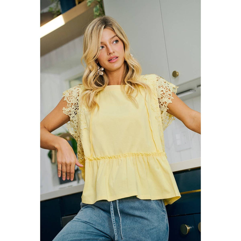 Ruffle Blouse With Lace Details