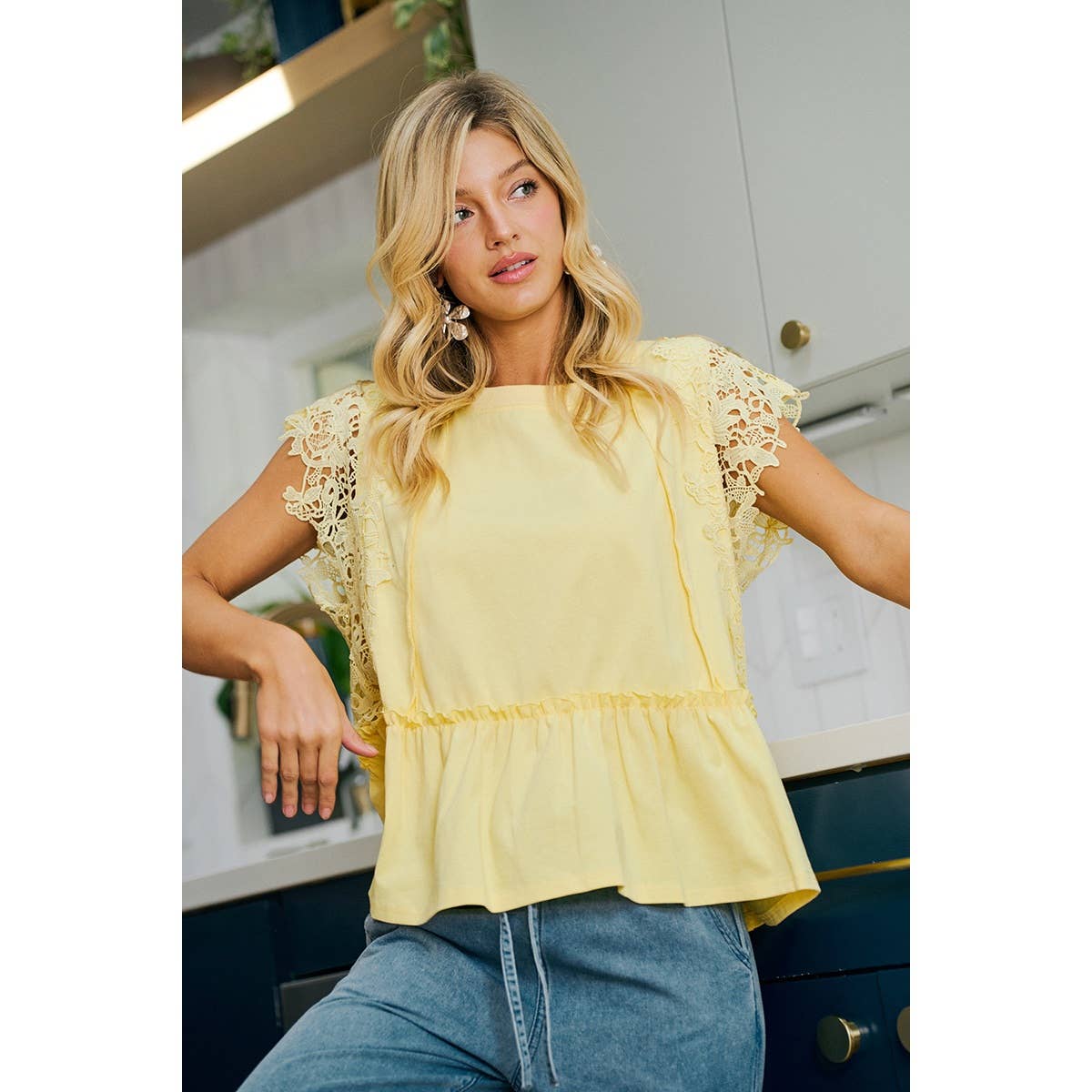 Ruffle Blouse With Lace Details