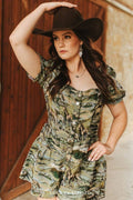 Olive Horse Jacquard Woven Romper