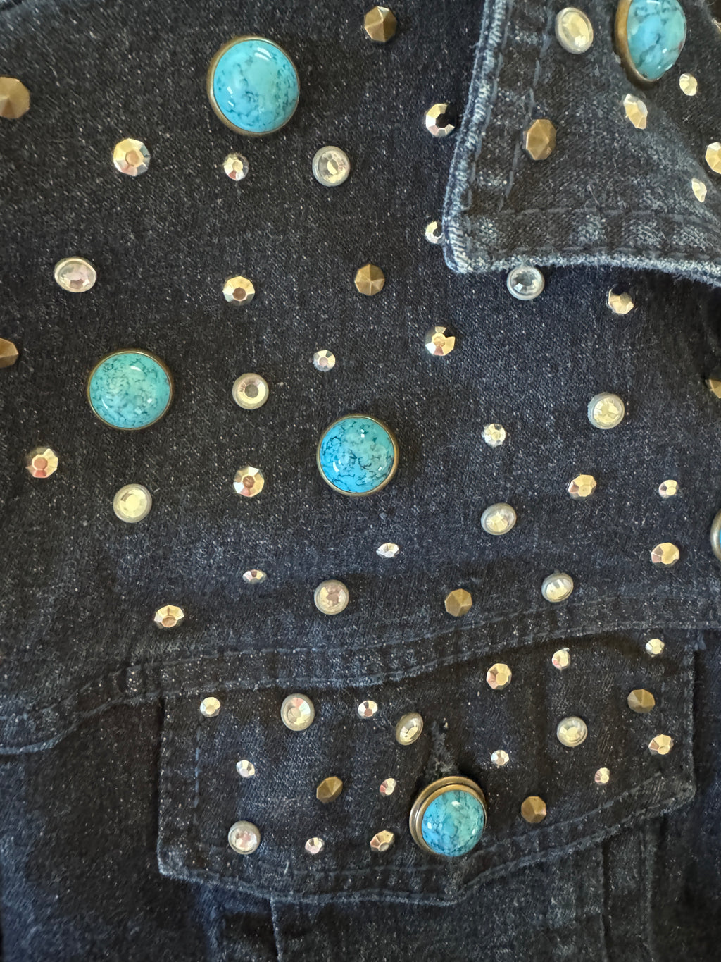 Midnight in Turquoise Studded Denim Jacket