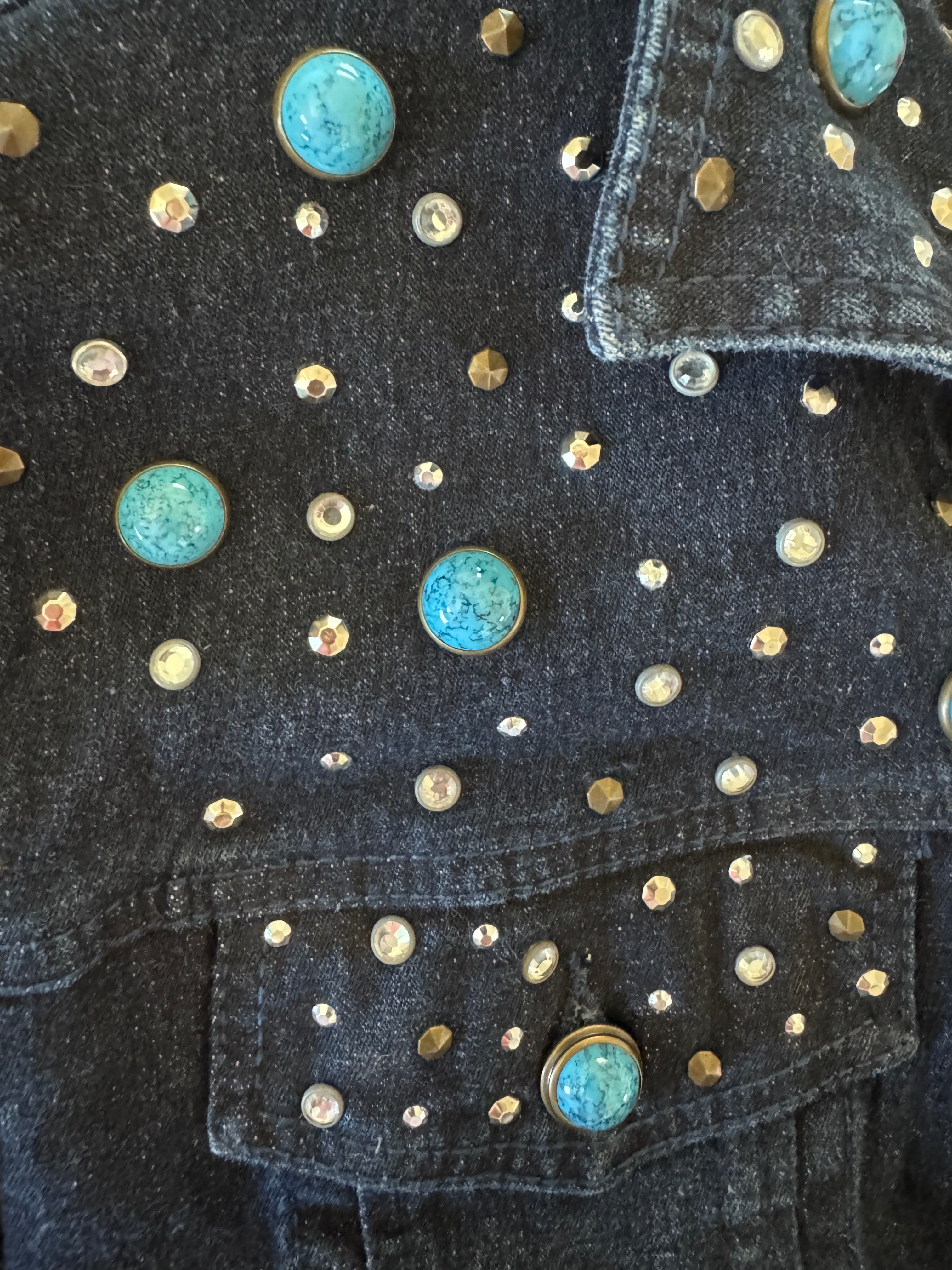 Midnight in Turquoise Studded Denim Jacket