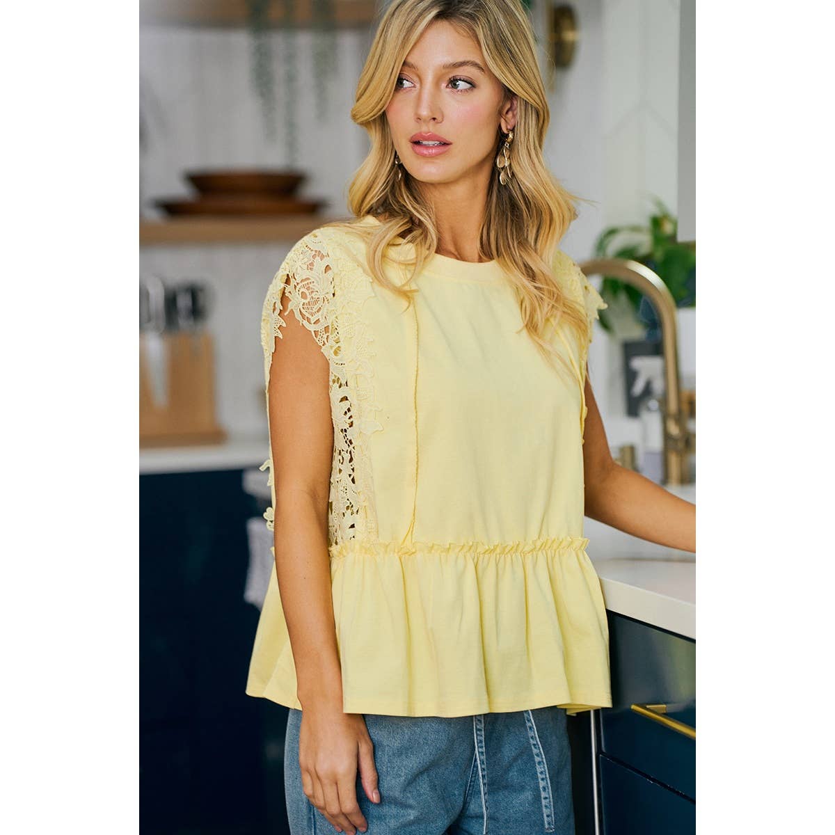 Ruffle Blouse With Lace Details
