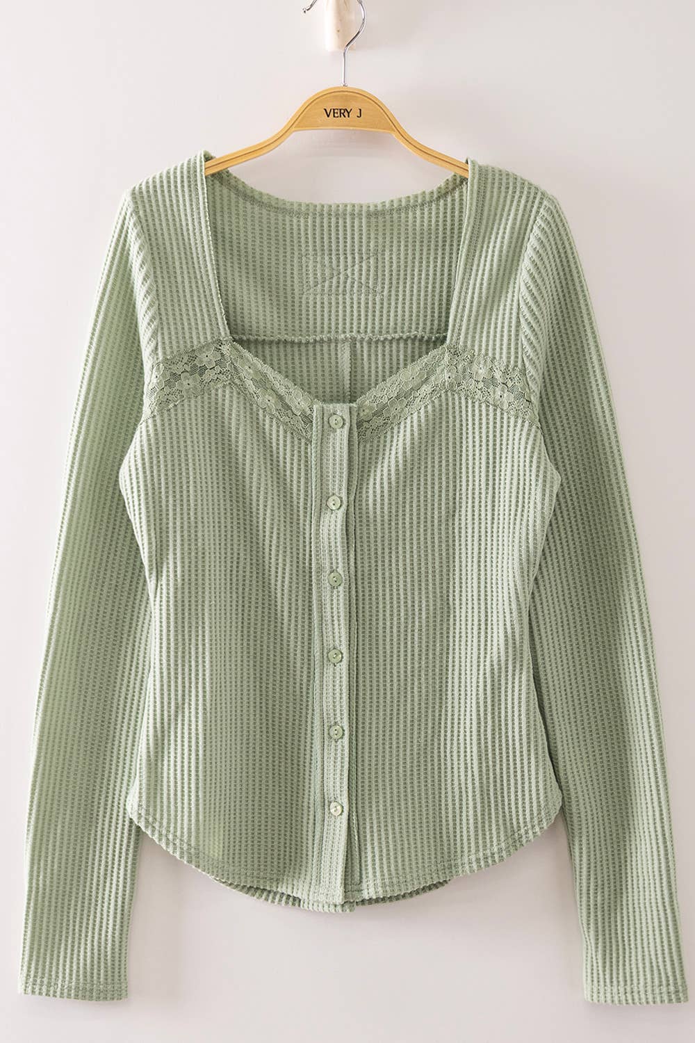 Lace Waffle Knit Blouse