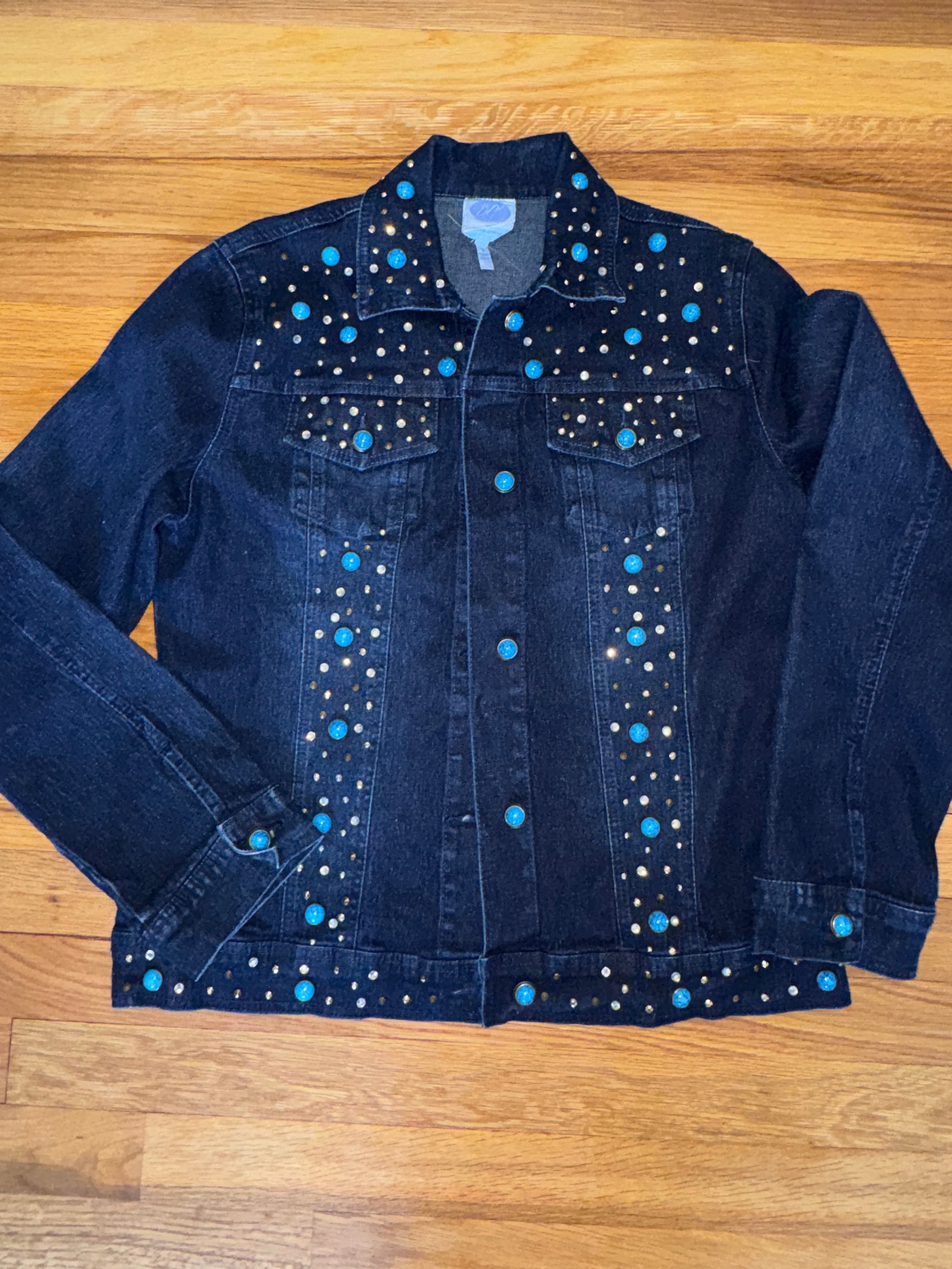 Midnight in Turquoise Studded Denim Jacket