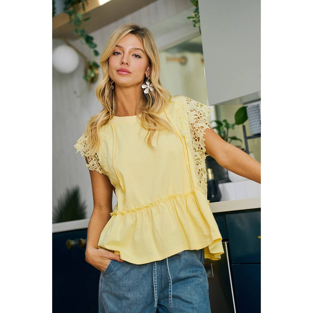 Ruffle Blouse With Lace Details