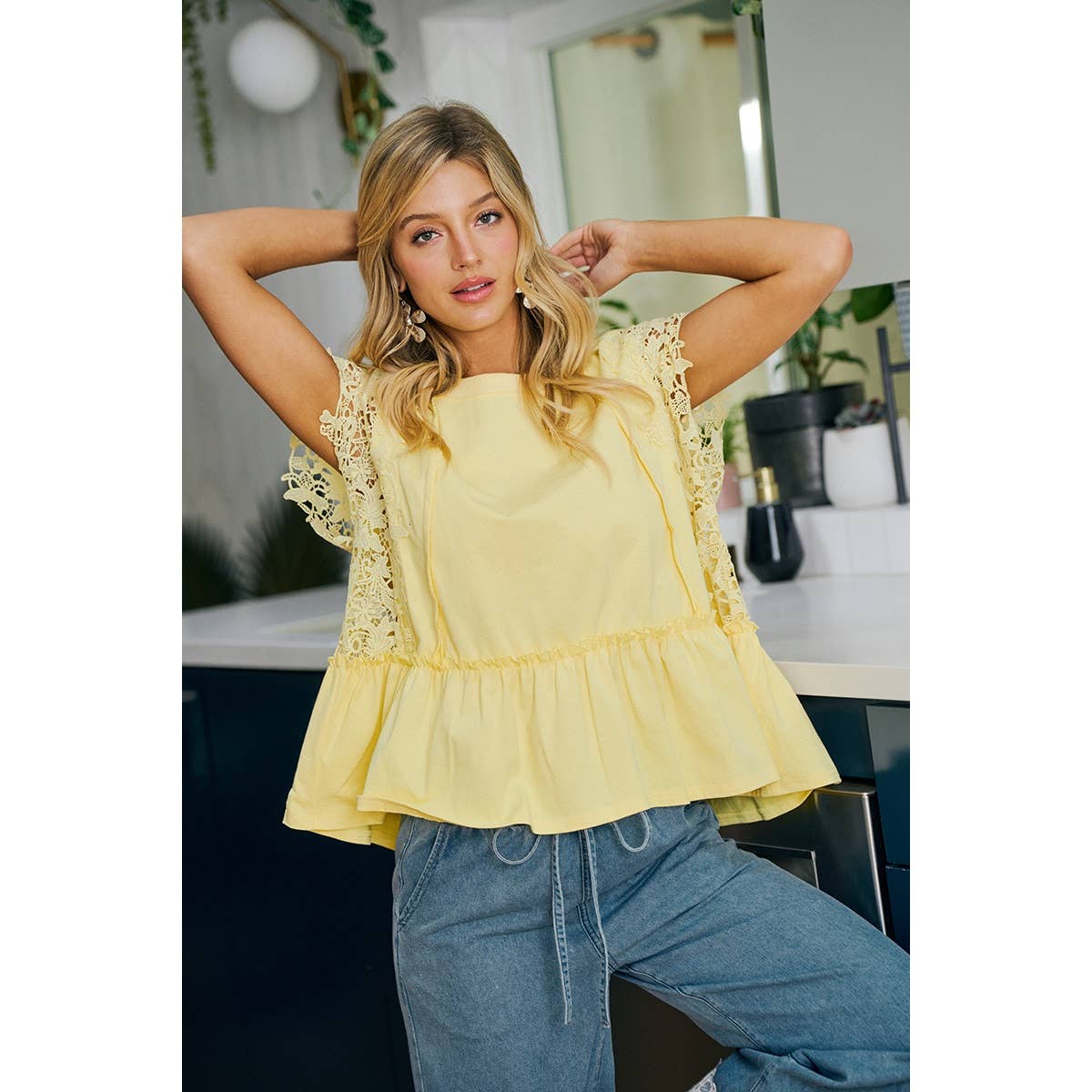 Ruffle Blouse With Lace Details
