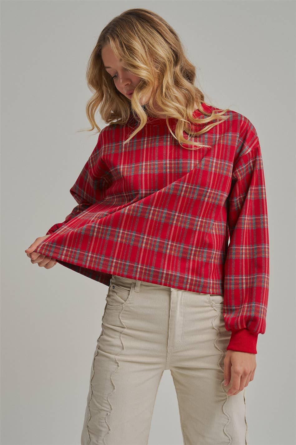 HOLIDAY PLAID TOP WITH OPENBACK WITH SATINRIBBON_JLT00383-01