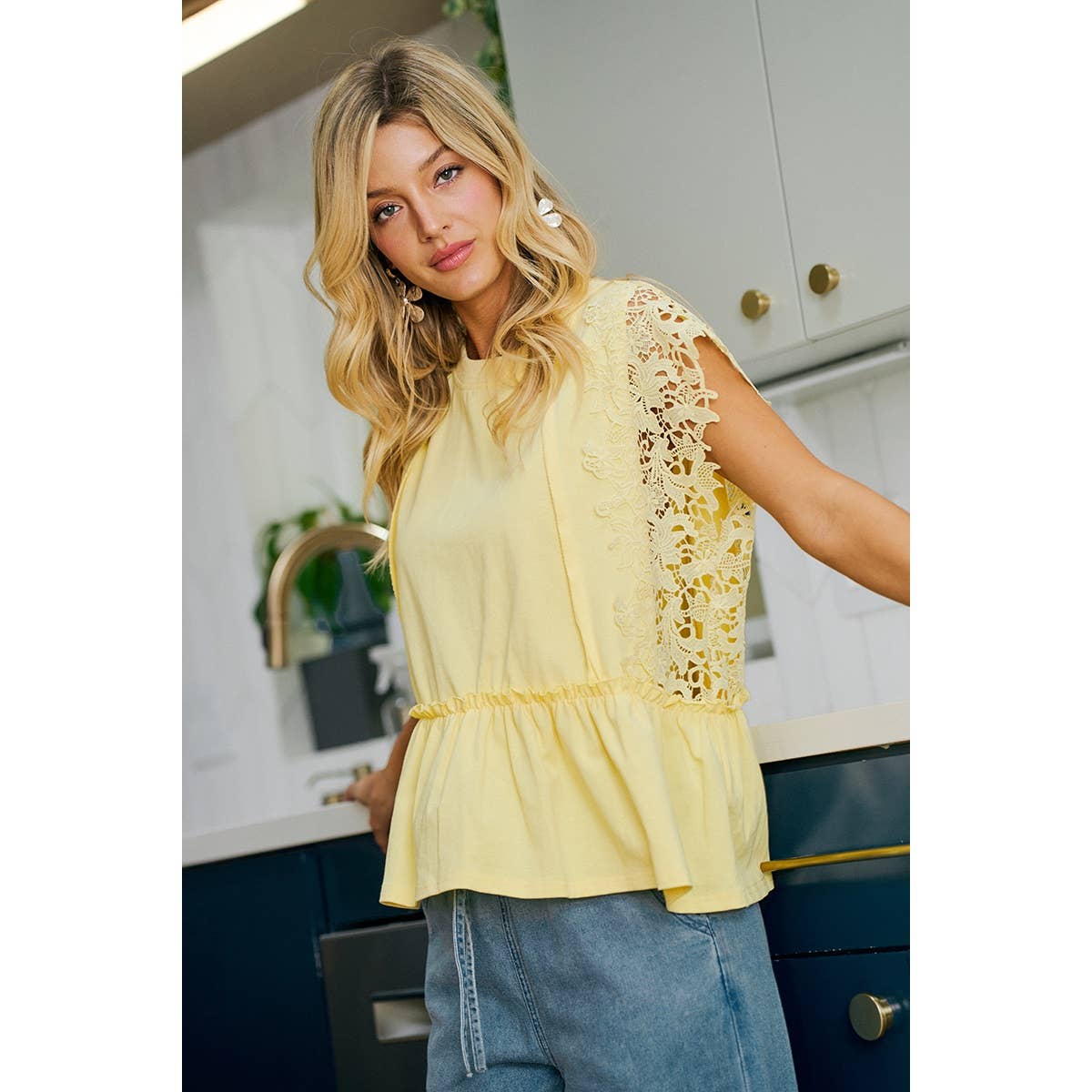 Ruffle Blouse With Lace Details
