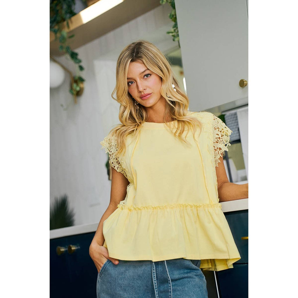 Ruffle Blouse With Lace Details