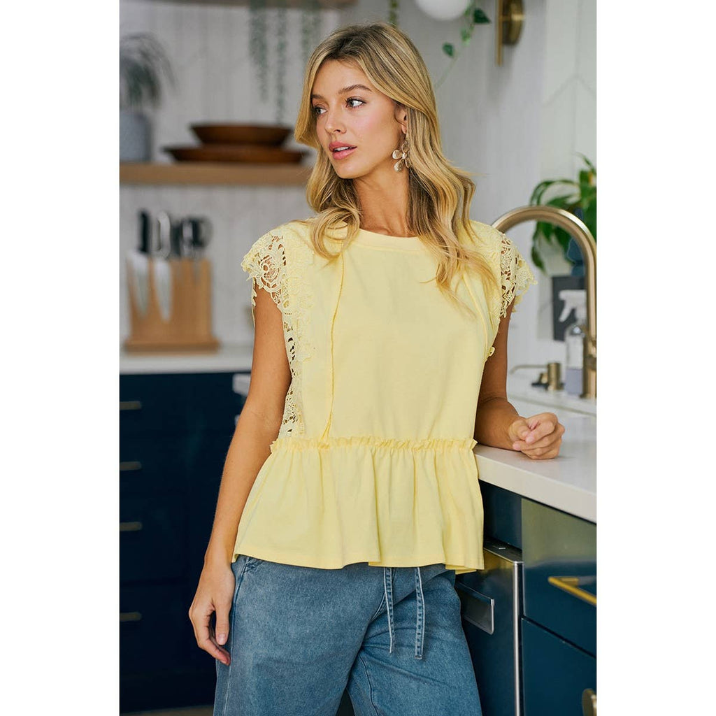 Ruffle Blouse With Lace Details