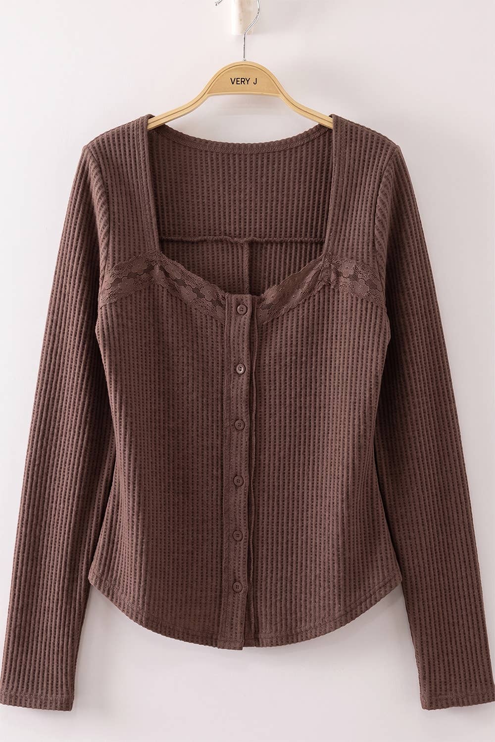 Lace Waffle Knit Blouse