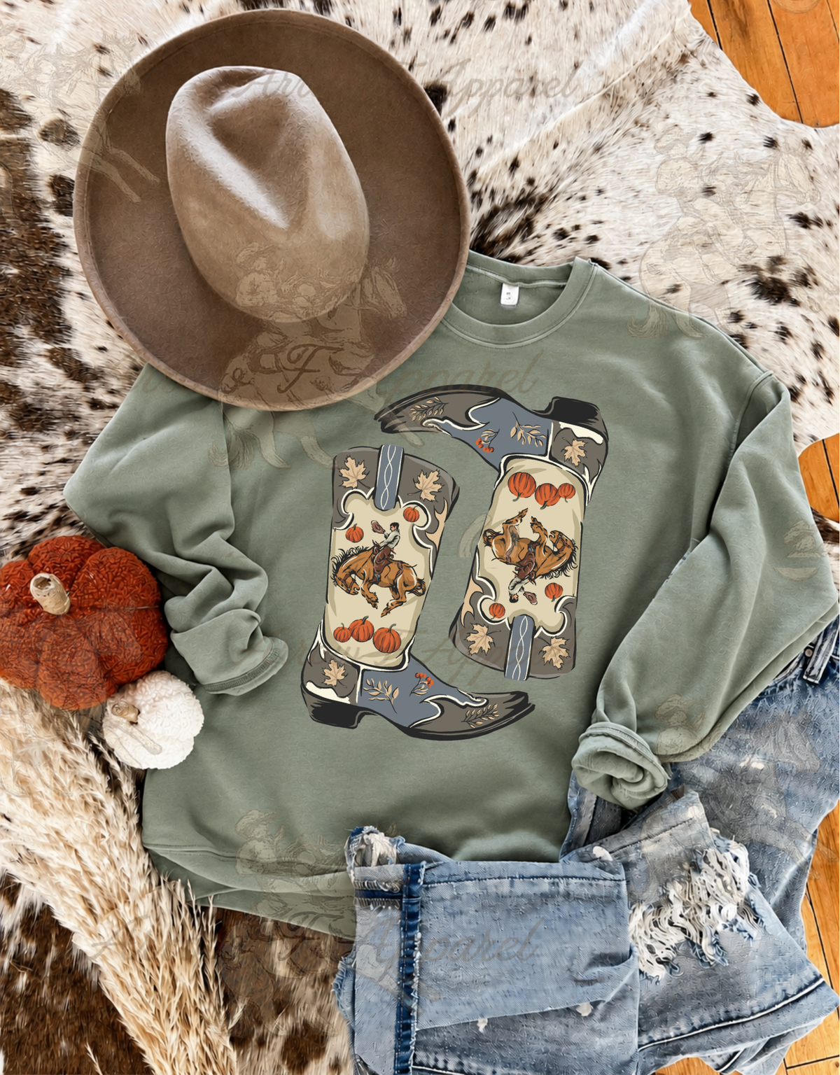 Bronc Pumpkin Boots Sweatshirt